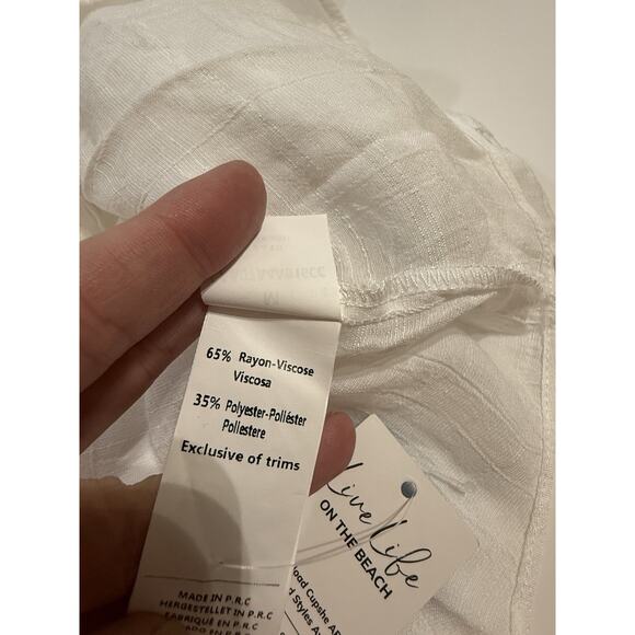 Cupshe White Button Front Tie Hem Blouse M NWT | 3/4 Sleeve Beach Cover Up Top - Picture 9 of 9